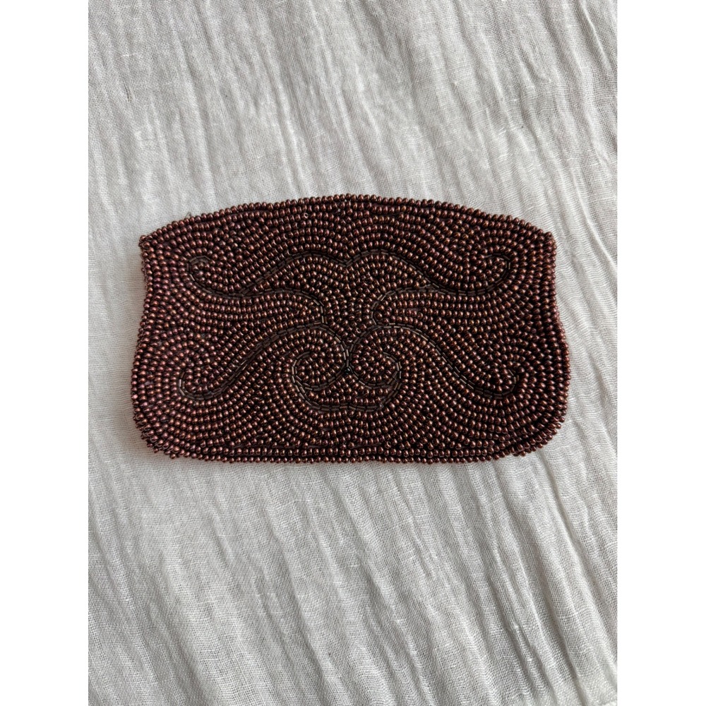 Antique Beaded Clutch‎ Purse Brown Art Deco Style Clutch Bag by Debbie Vintage